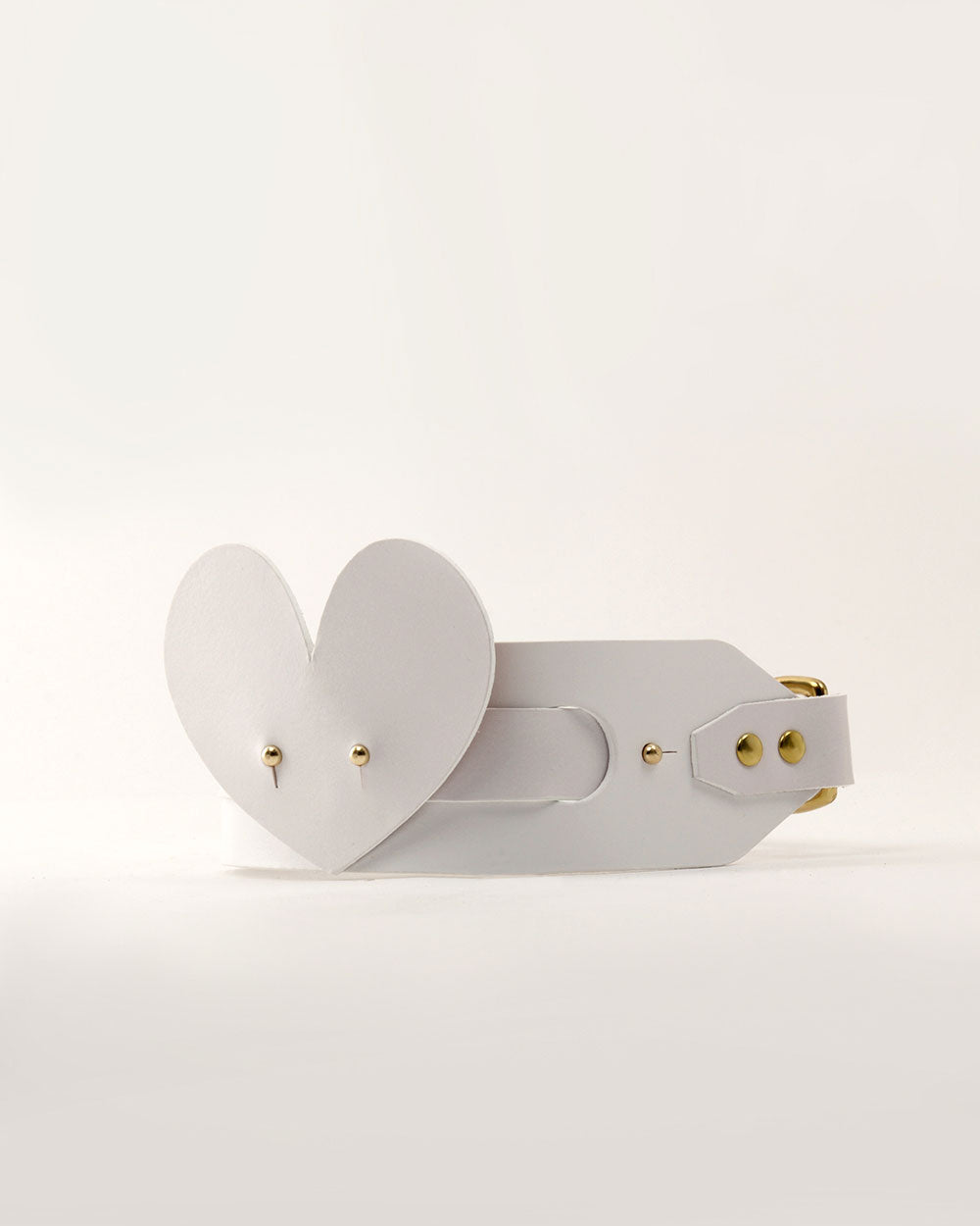 Heart dog collar or harness white leather INDÓMITO