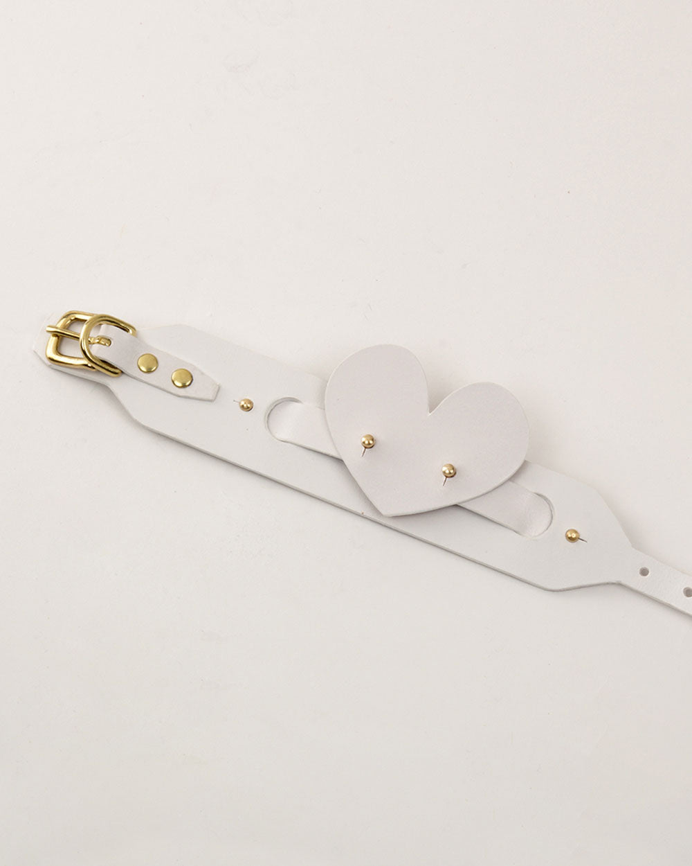 Heart dog collar or harness white leather INDÓMITO