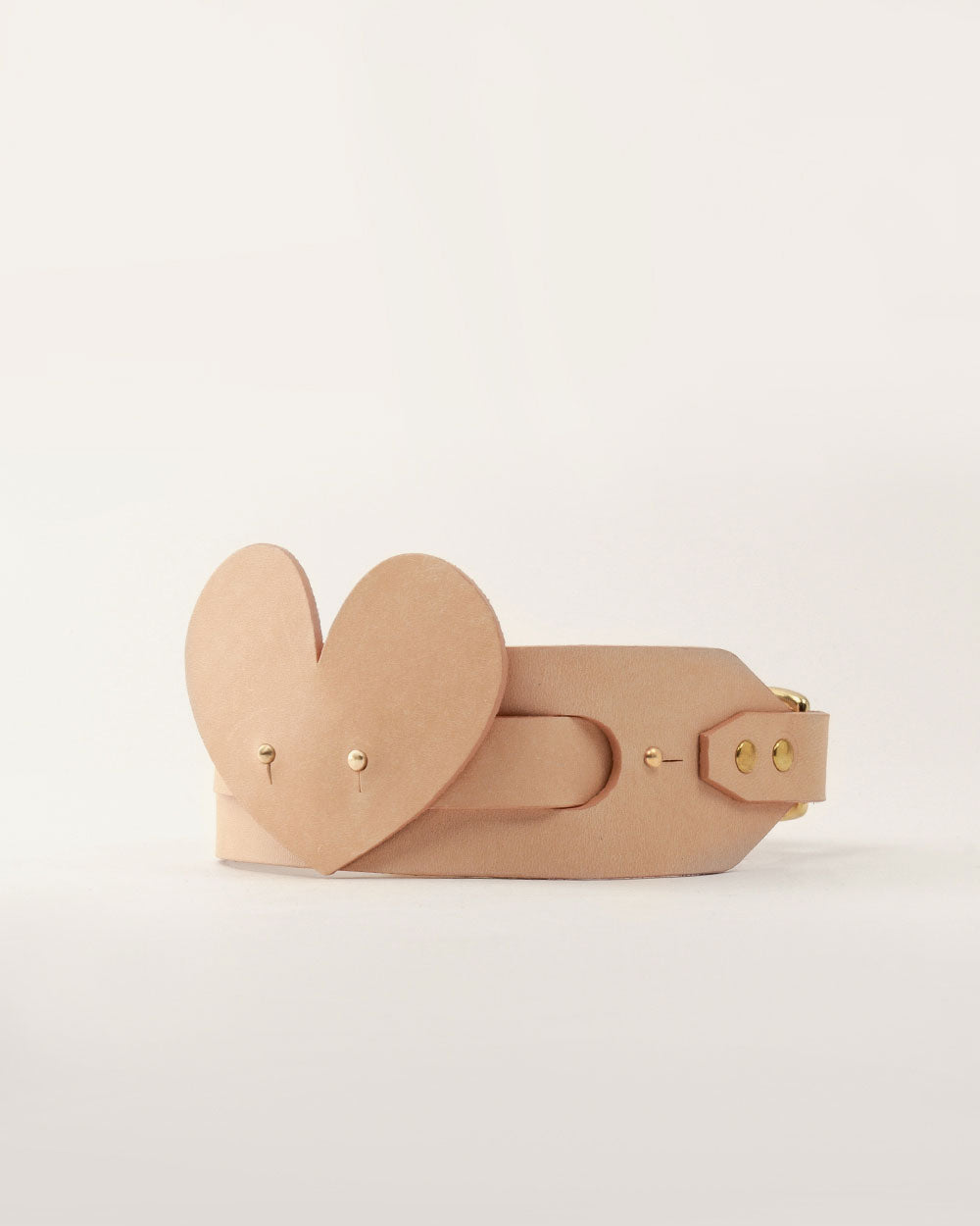 Heart dog collar or harness nude leather INDÓMITO