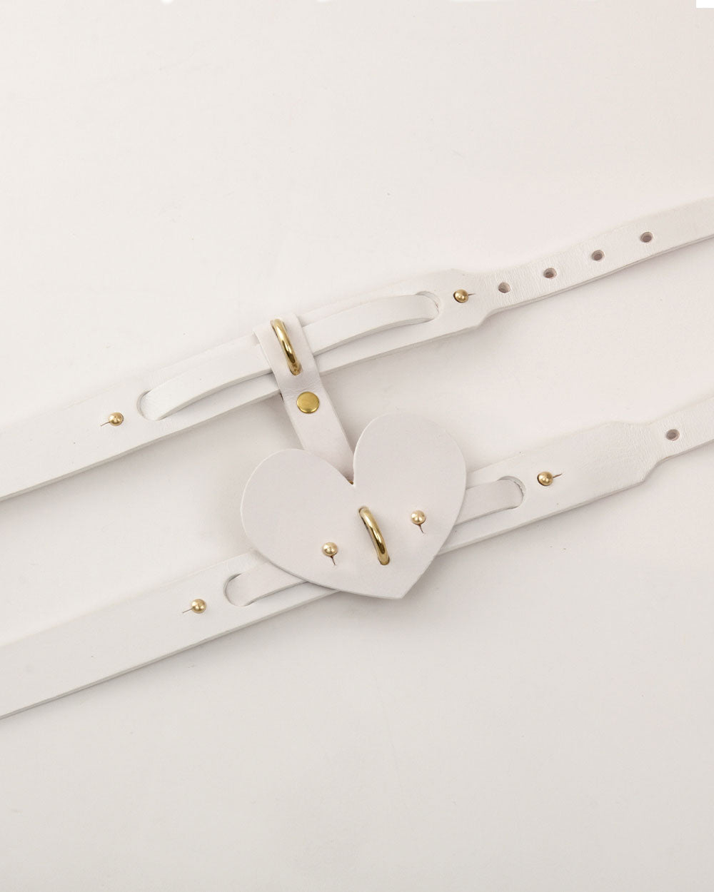 Heart dog collar or harness white leather INDÓMITO