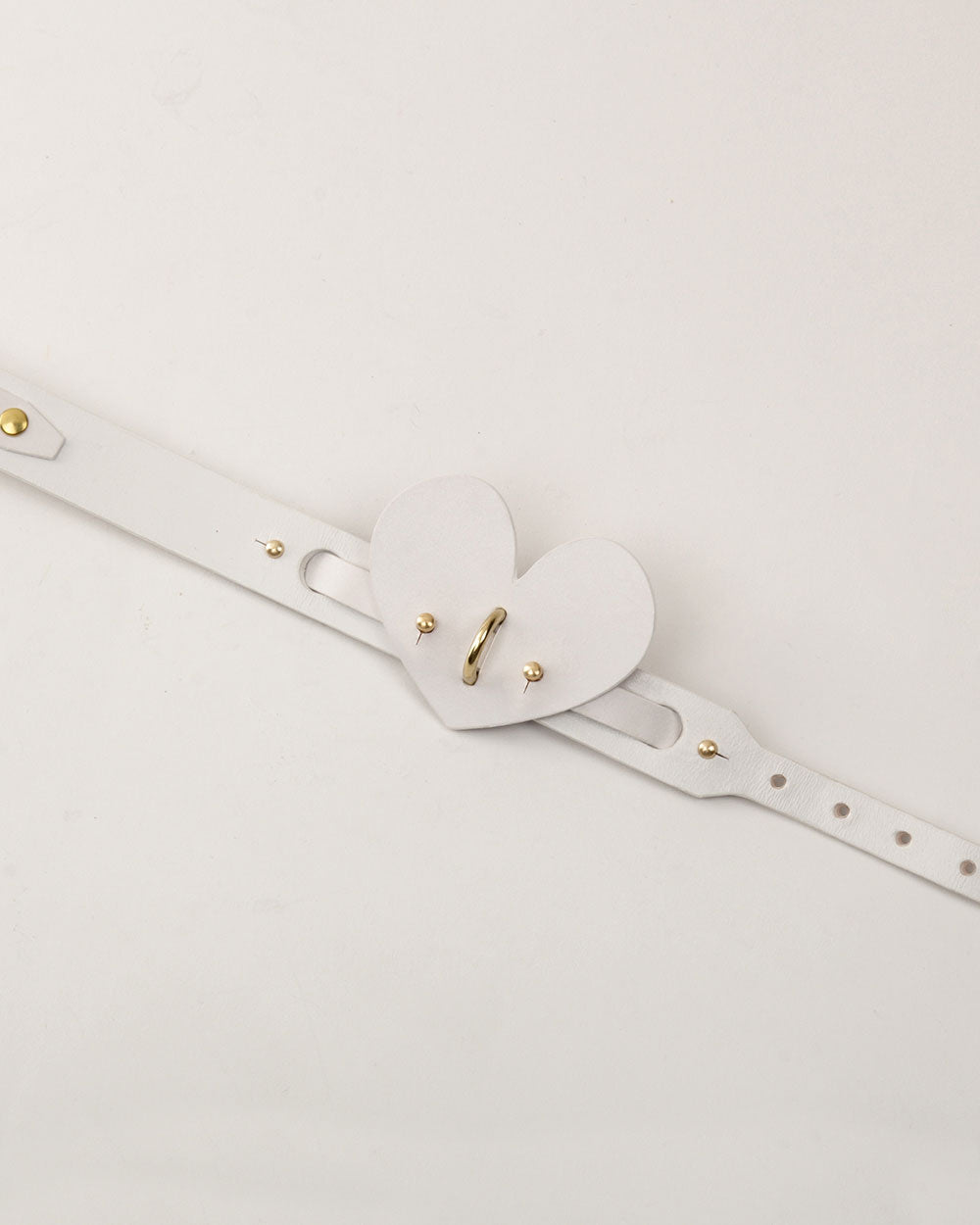 Heart dog collar or harness white leather INDÓMITO