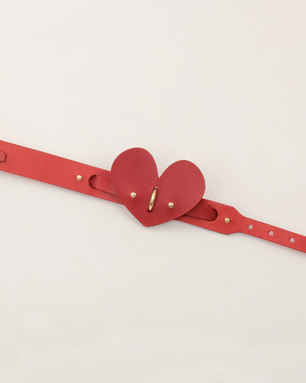 Heart · dog collar or harness · red leather · INDÓMITO