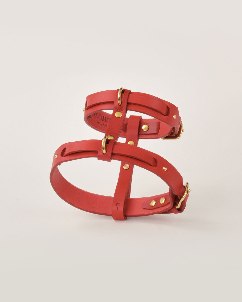 Dog harness · red leather · INDÓMITO