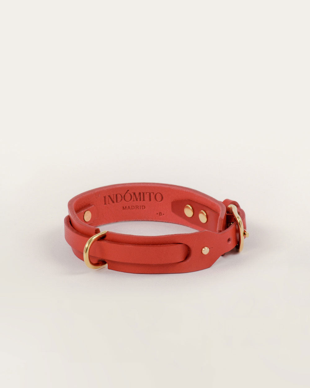 Dog collar · red leather · INDÓMITO