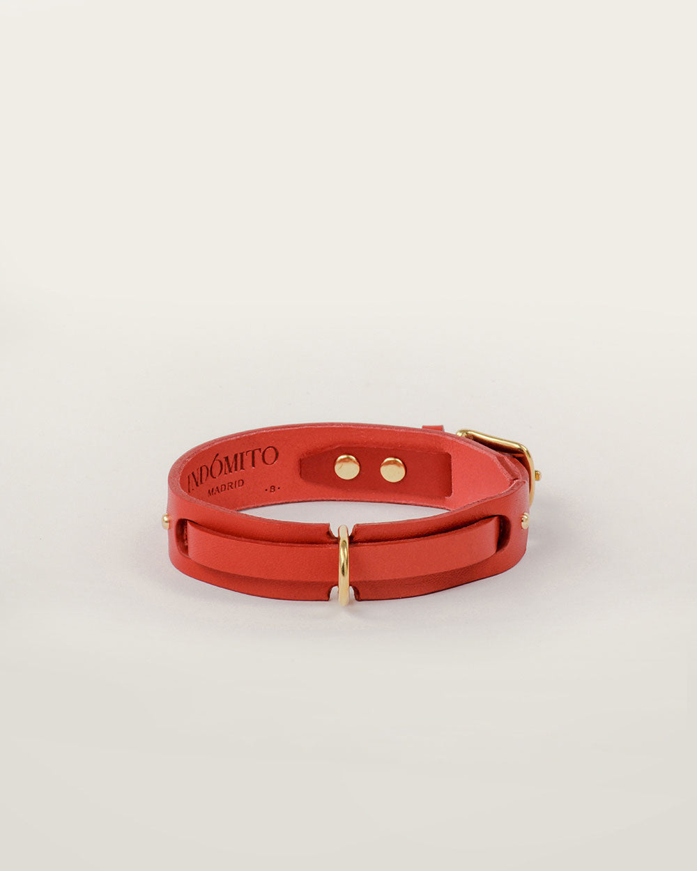Dog collar · red leather · INDÓMITO