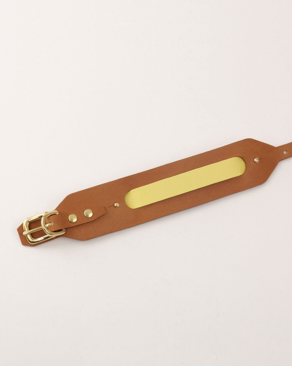 Strip greyhound dog collar yellow leather INDÓMITO