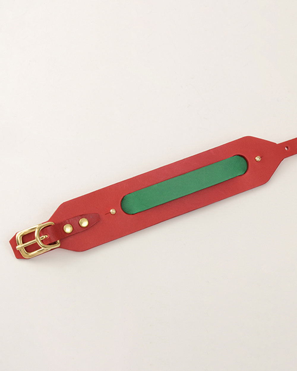 Strip greyhound dog collar green leather INDÓMITO