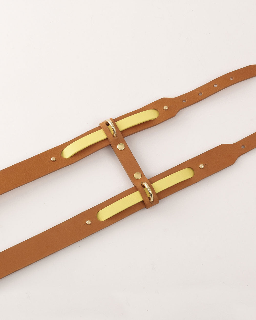 Strips · Dog harness · yellow leather · INDÓMITO