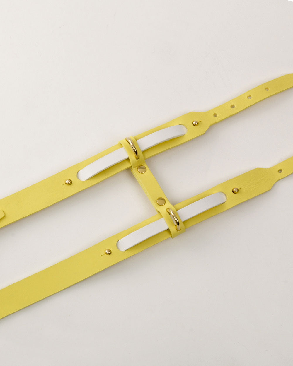 Strips · Dog harness · white leather · INDÓMITO