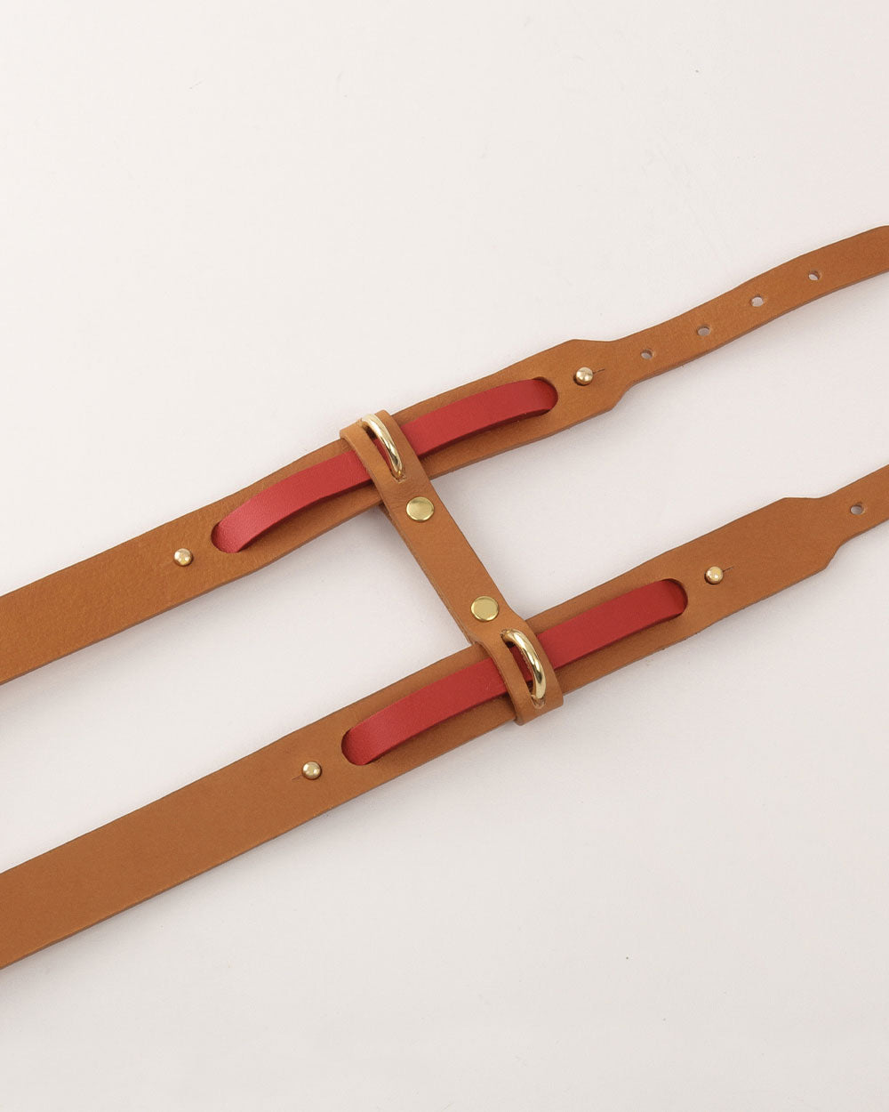 Strips · Dog harness · red leather · INDÓMITO